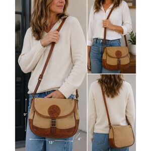 Duluth Pack Shell Bag Canvas Leather Crossbody Field Bag Tan Brown USA Made